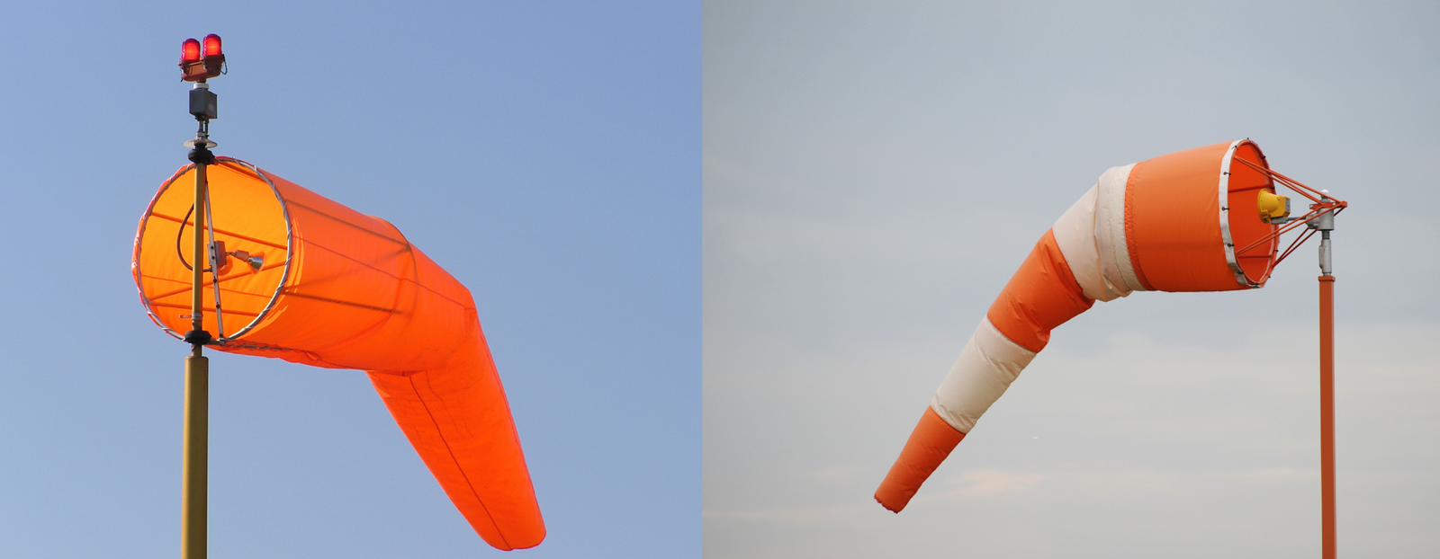 Orange, airport, variegated and striped windsocks