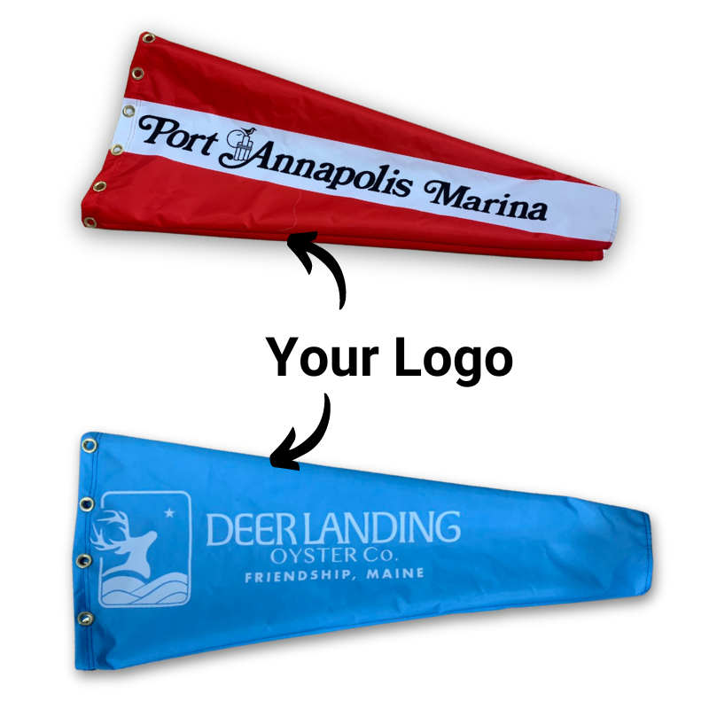 Custom printed marine nautical windsocks for use at harbours, ports and marinas 