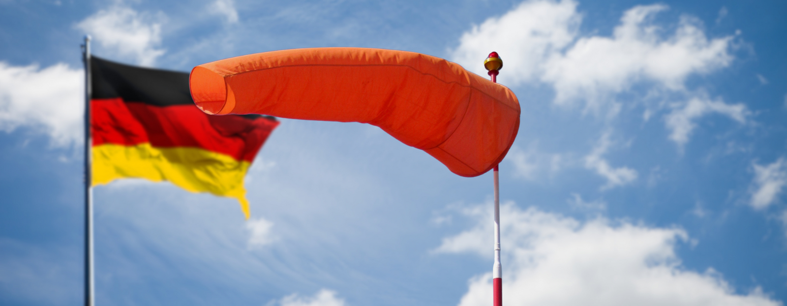 Windsocks for sale in Germany. Orange airport windsock with German Flag