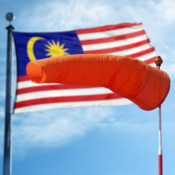 Orange windsocks for sale with Malaysia flag