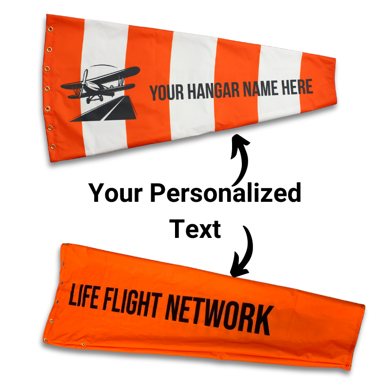 custom printed personalized airport windsock for aviation purposes like hangars, airstrip, airports